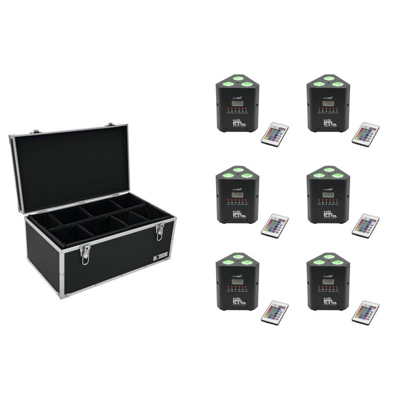 Eurolite 6x TL-3 TCL Trusslight QuickDMX Battery Pack Set with TDV-1 Case