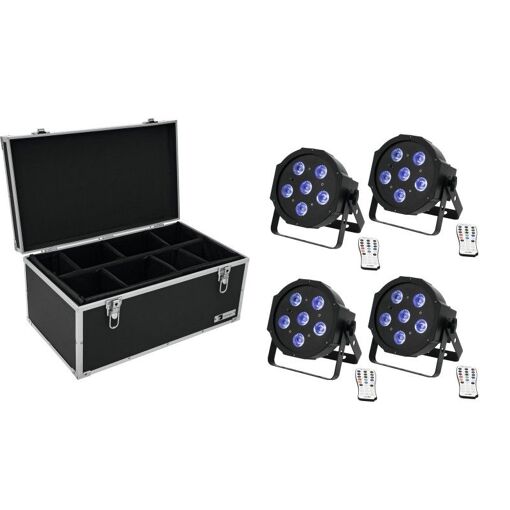 Ensemble Eurolite 4 x Éclairage de Plancher LED UV + Étui