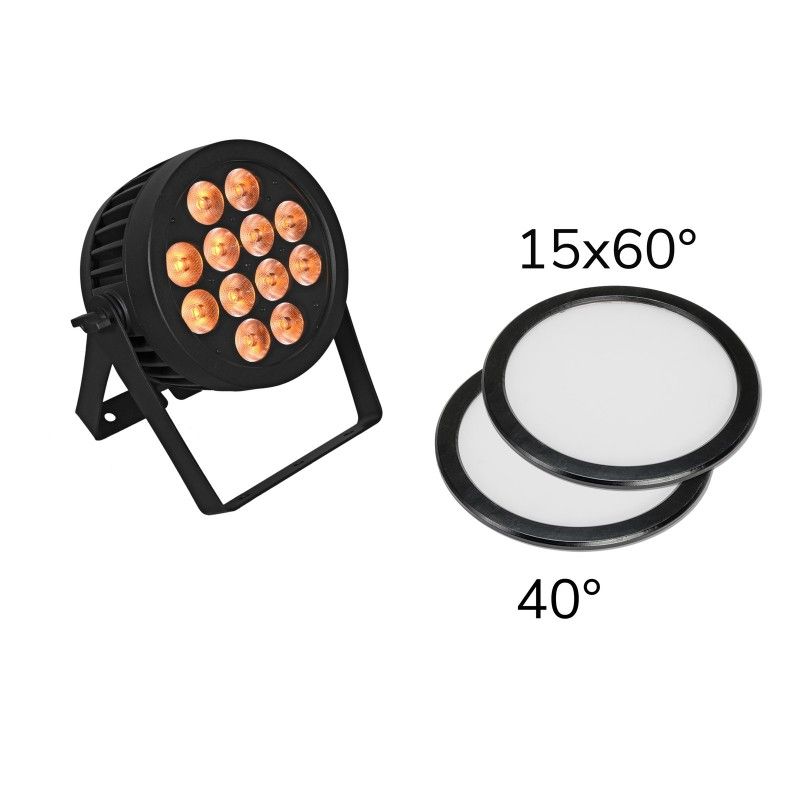 Ensemble de projecteurs LED Eurolite (12x9W, 15°-60°, 40°, Couvercles diffuseurs)