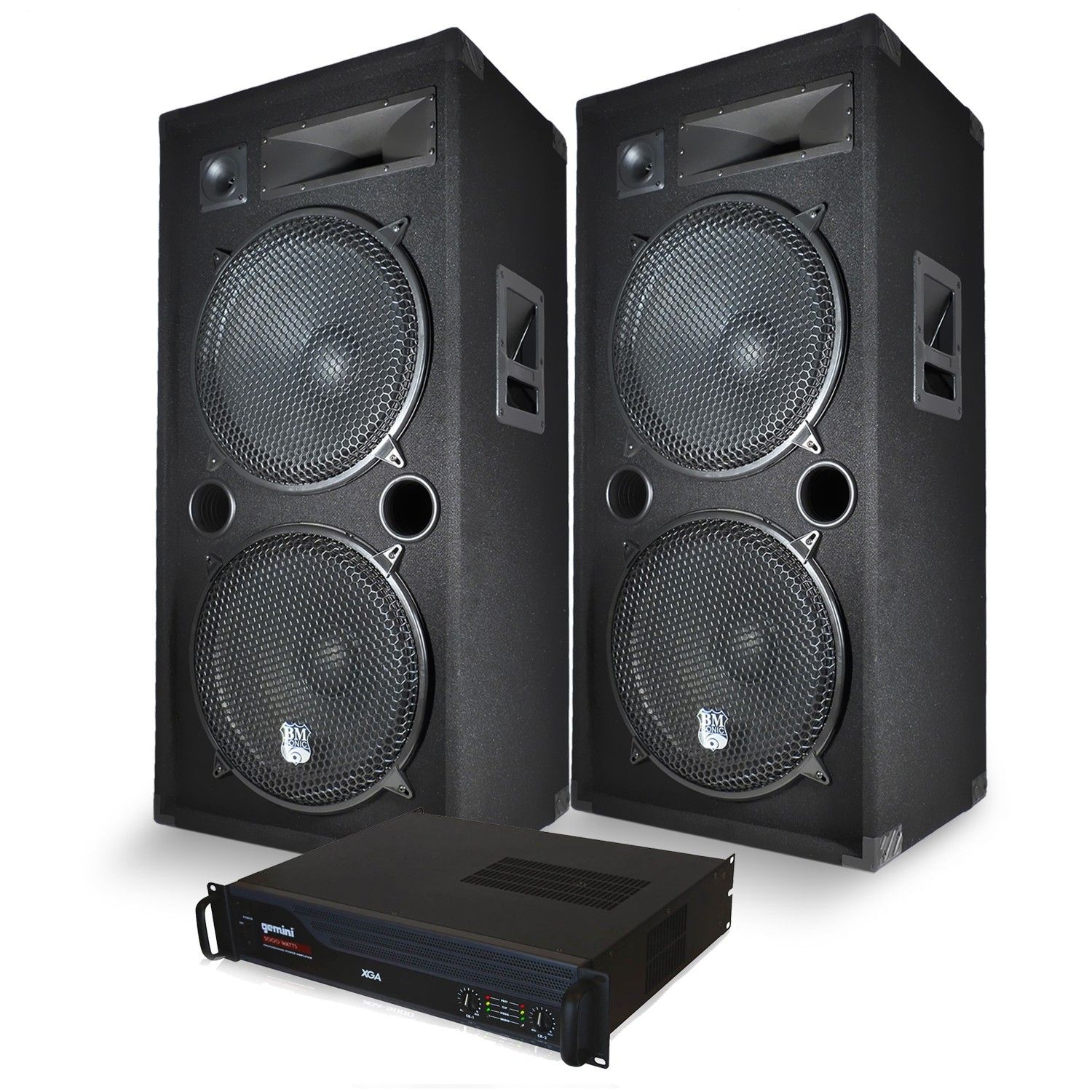 Sistema de altavoces PA reactivos Gemini BM SONIC 2x15"/38 cm con amplificador XGA 2000 W - Cables