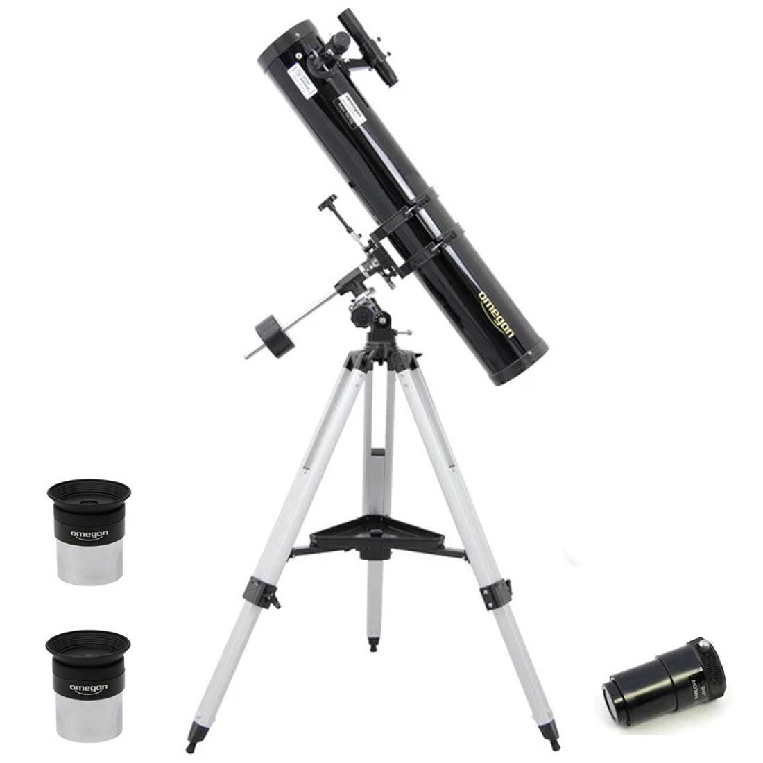 Omegon 114/900 Telescope + Type A Equatorial Mount + Plossl Eyepieces + Barlow Lens