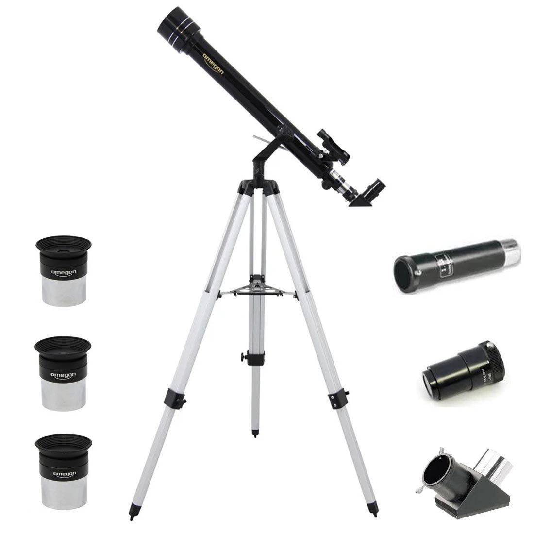Omegon 60/700 Astronomical Telescope + Azimuthal Mount Type A + Eyepieces + Barlow Lens + Corrective Lens