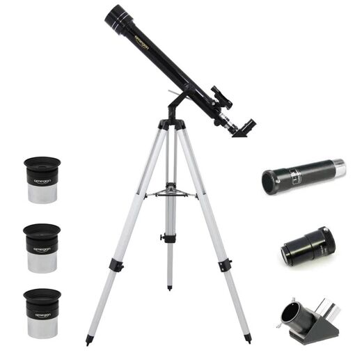 Telescopio Astronómico Omegon 60/700 + Montura Acuática Tipo A + Oculares + Lente Barlow + Lente Rectificadora
