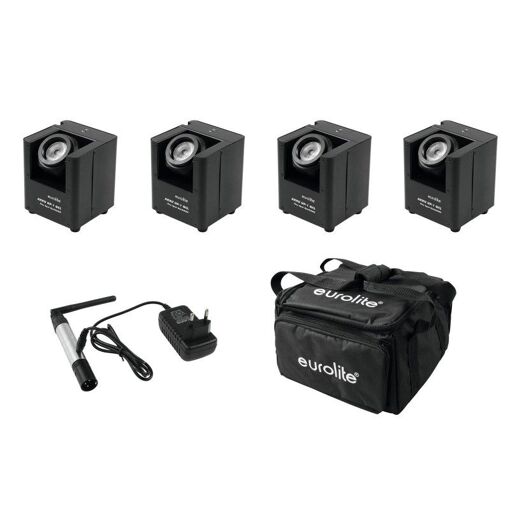 Kit Eurolite 4x batería AKKU UP-1 + bolsa suave SB-4 + transmisor inalámbrico QuickDMX