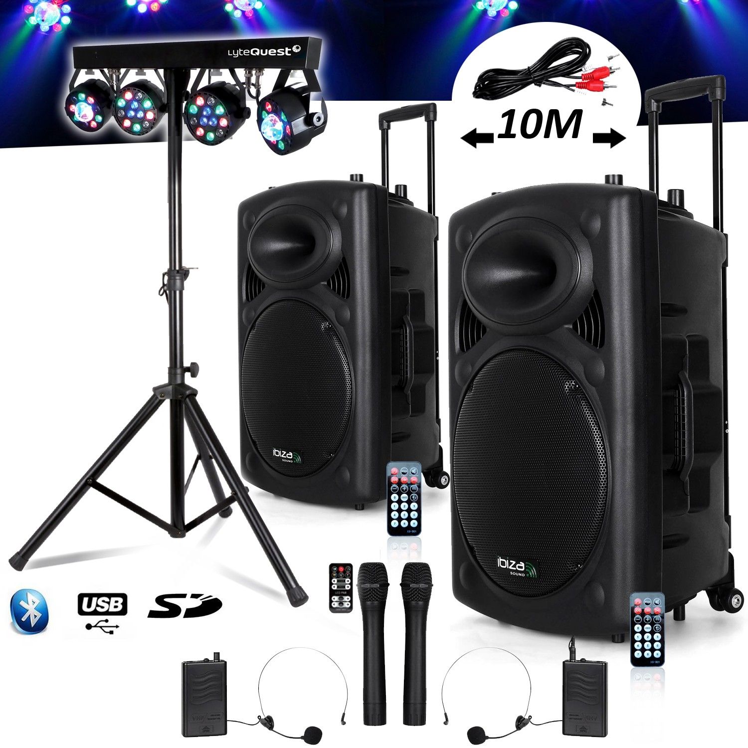Ibiza Active Battery System 1400W PORT12 VHF Sound System for Musicians DJ USB Bluetooth Mobile