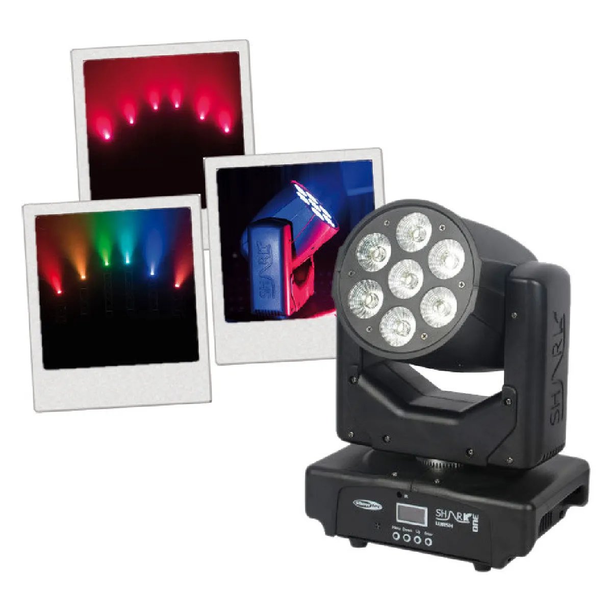 Showtec Shark Wash One - Automatic Projector - 7x 12W RGBWA UV LED - Lyre Wash - 3350 Lux @ 2m