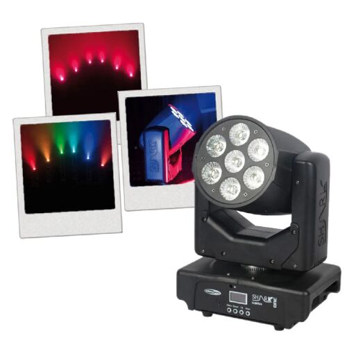 Showtec Shark Wash One - Projecteur automatique - 7 LED RGBWA UV de 12W - Lavage de lyre - 3350 lux à 2 mètres