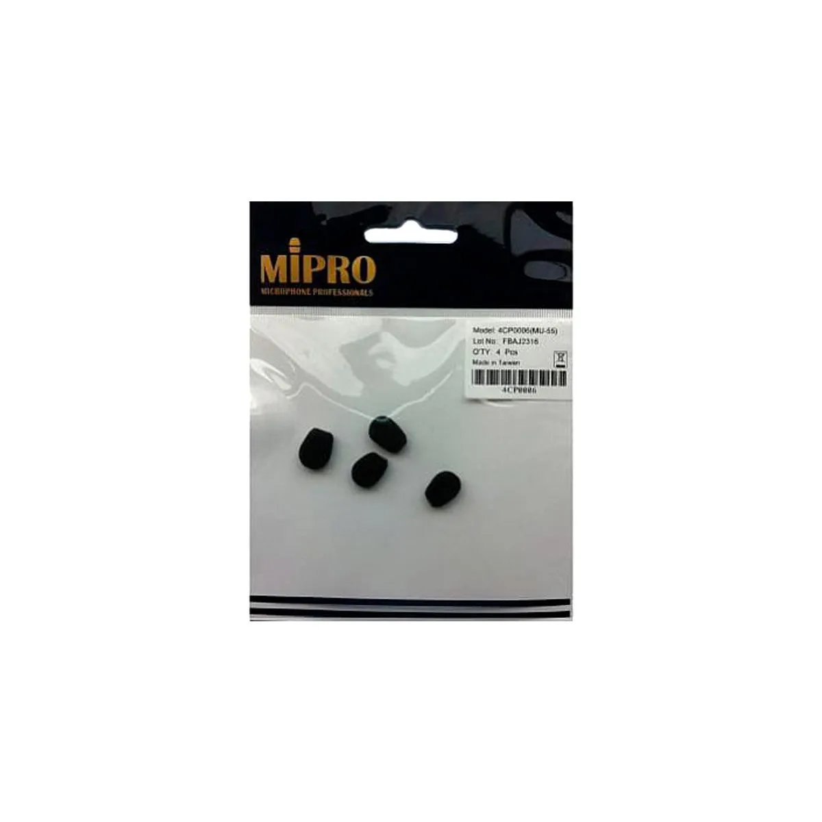 Mipro Black Windguard Set - 4 Pack for MU 55 HN Microphones