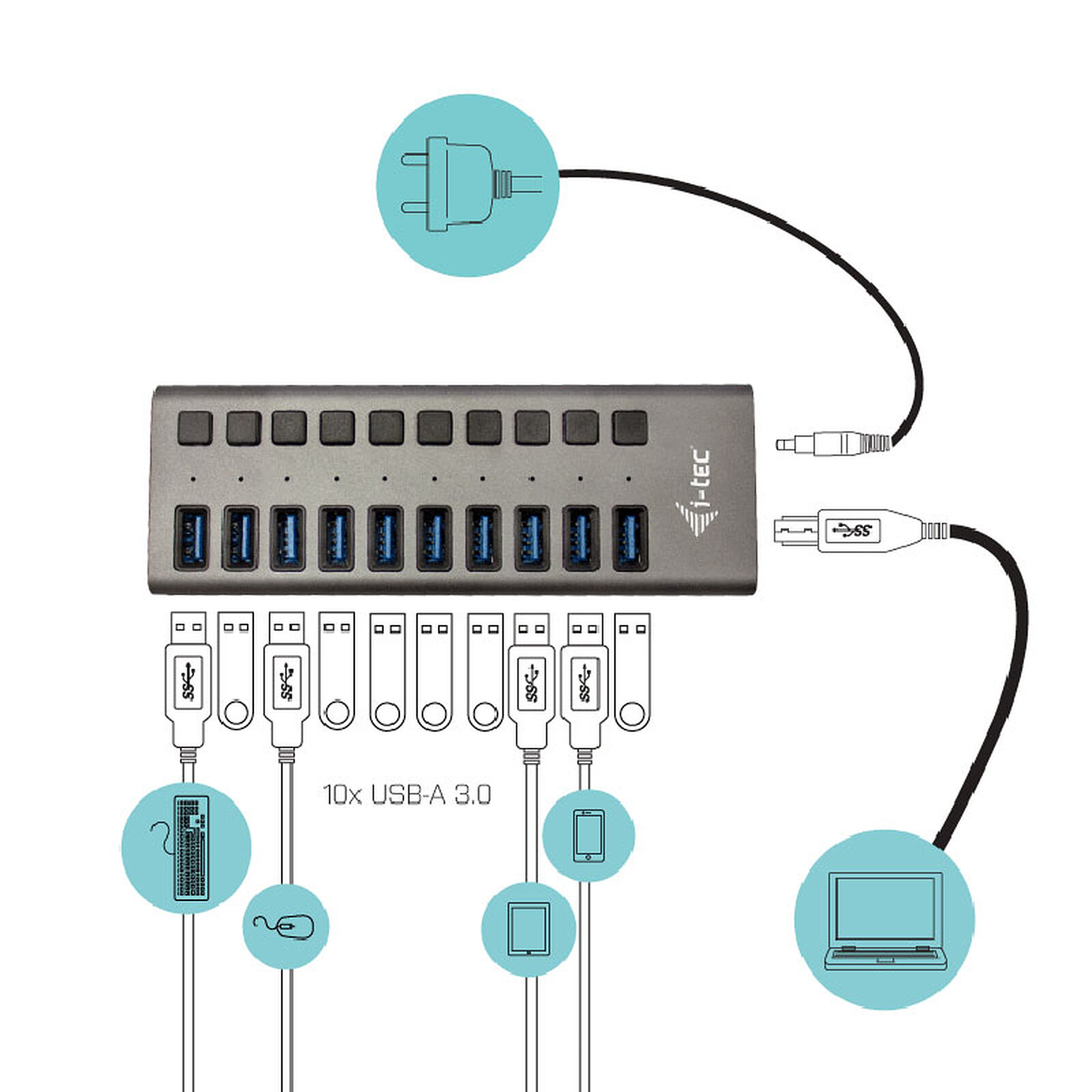 i-tec 10-Port USB 3.0 Charging Hub