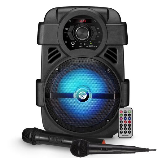 MyDj Sonic 08 LED Speaker - DJ Karaoke Bluetooth Portable Speaker with Microphones