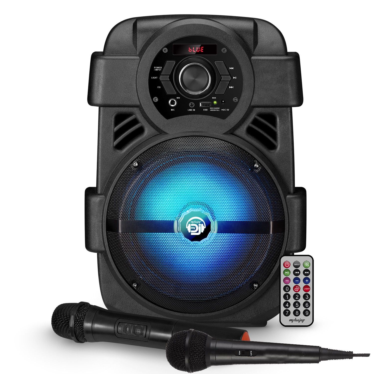 MyDj Sonic 08 LED Speaker - DJ Karaoke Bluetooth Portable Speaker with Microphones