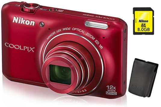 Nikon CoolPix S6400 Rouge + Étui + Carte SDHC 8 Go