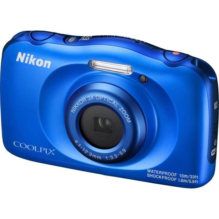 Cámara digital compacta Nikon Coolpix W100 a prueba de agua, 13 MP, Full HD, Azul