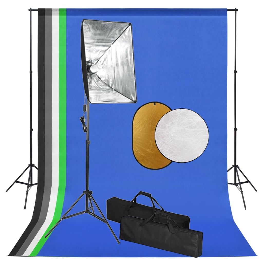 Kit de iluminación de estudio VIDAXL con fondos y reflectores