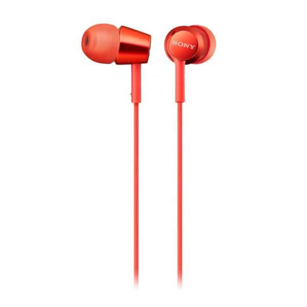 Sony MDR-EX155AP In-Ear Headphones, Red