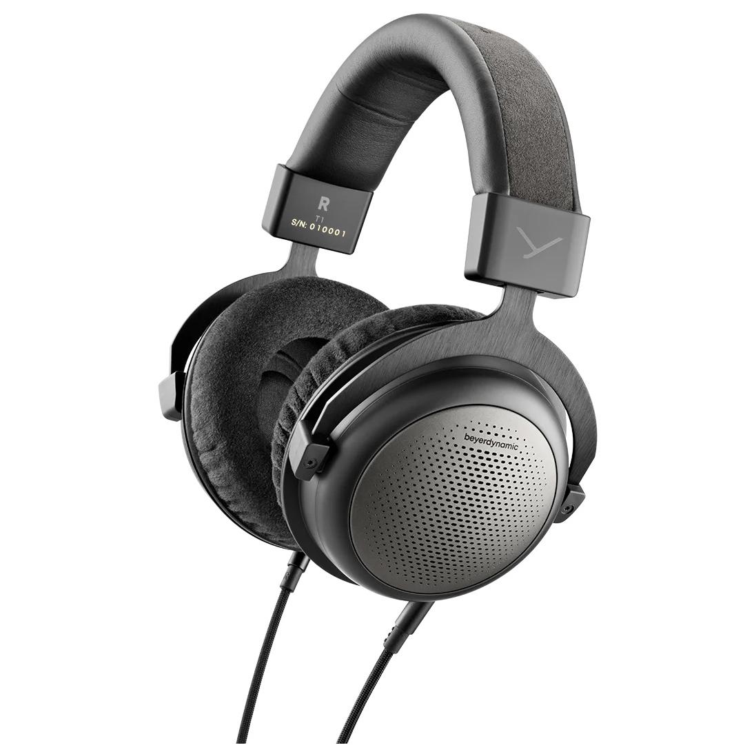 Beyerdynamic T1 Black - Open-Back Hi-Fi Headphone - Hi-Res Audio - Dynamic Transducers - 32 Ohms - Detachable 3m Cable - 3.5mm Jack and 6.35mm Adapter