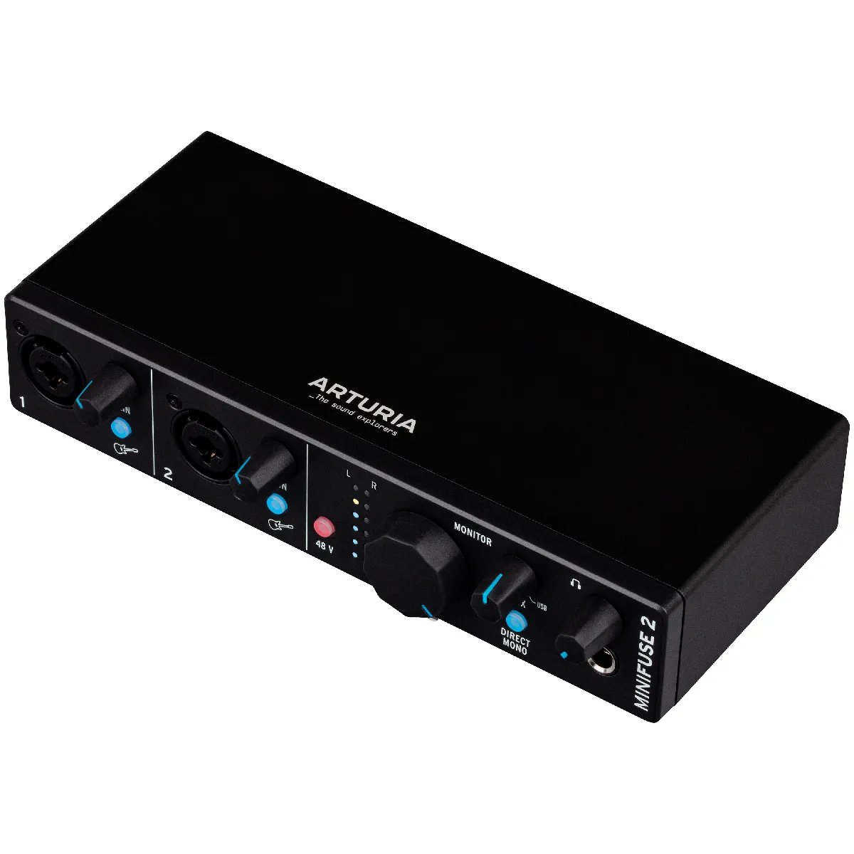 Arturia MiniFuse 2 Black - USB Audio/MIDI Interface - 2 In, 2 Out - Combined XLR Inputs - 48V Power Supply
