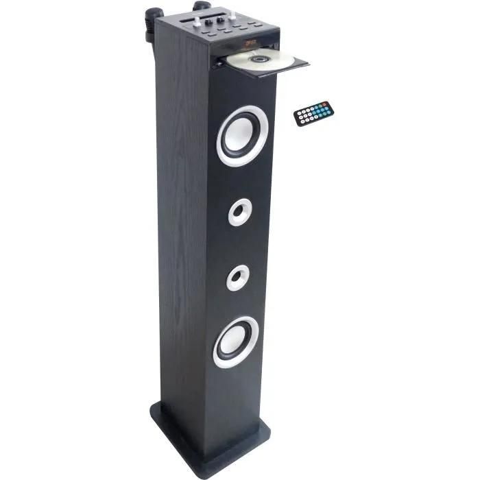 Inovalley HP49CD Bluetooth Sound Tower - CD Player and Karaoke Function - 100W - FM Radio - USB Port - Aux-In - Black