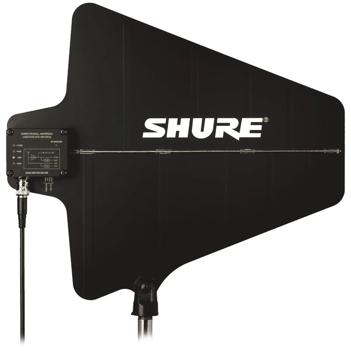 Shure UA874V Amplified Log-Periodical Antenna - VHF Band RF 174-216 MHz - External Gain Selector