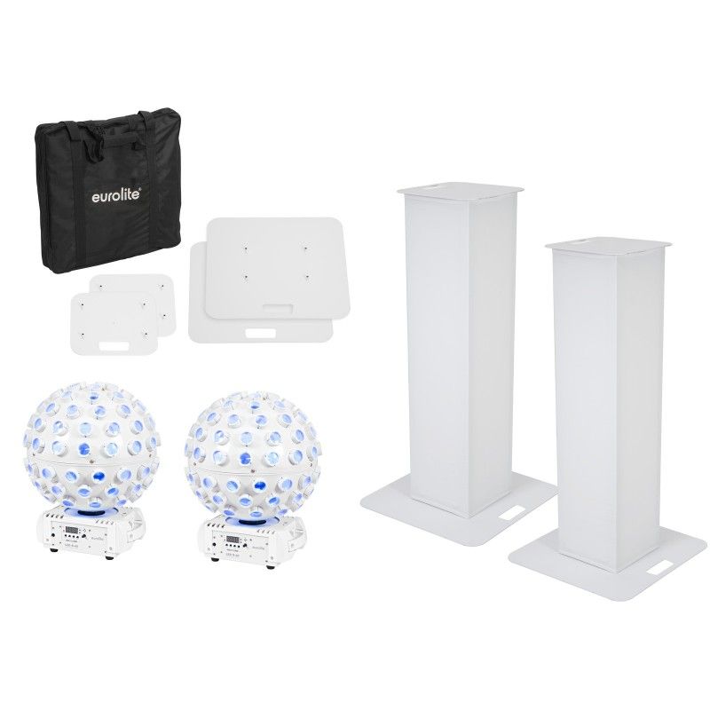 Eurolite 100cm Stage Stand Set (2x) with 2x LED B-40 HCL Beam Effect, White