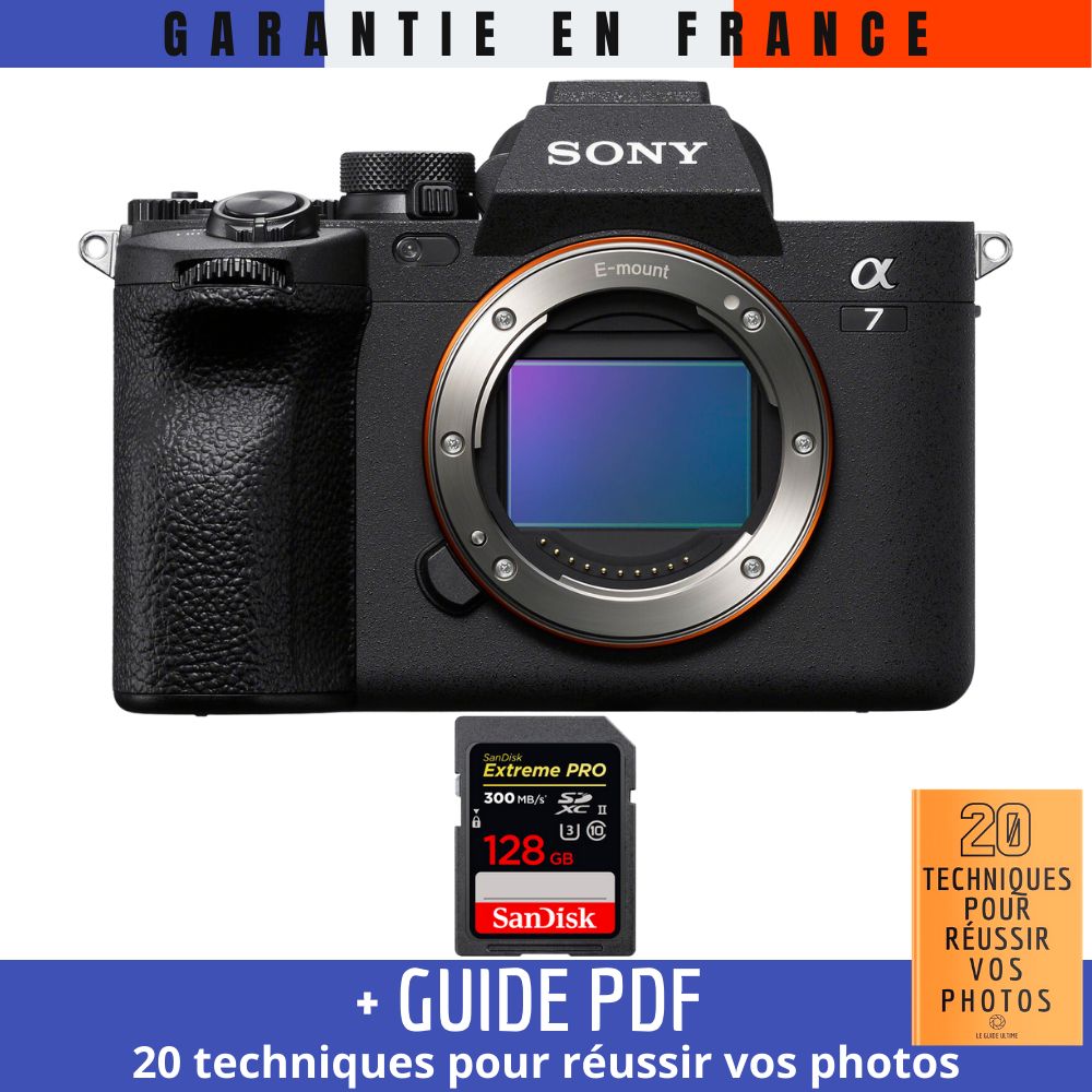 Sony Alpha 7 IV Camera + 1 SanDisk 128GB Extreme PRO UHS-II SDXC Card + '20 TECHNIQUES POUR RÉUSSIR VOS PHOTOS' Guide