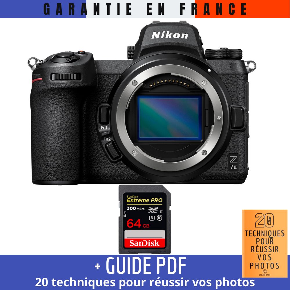 Nikon Z7 II Body + 1 SanDisk 64GB Extreme PRO UHS-II SDXC Card 300MB/s + Guide PDF '20 TECHNIQUES POUR RÉUSSIR VOS PHOTOS'