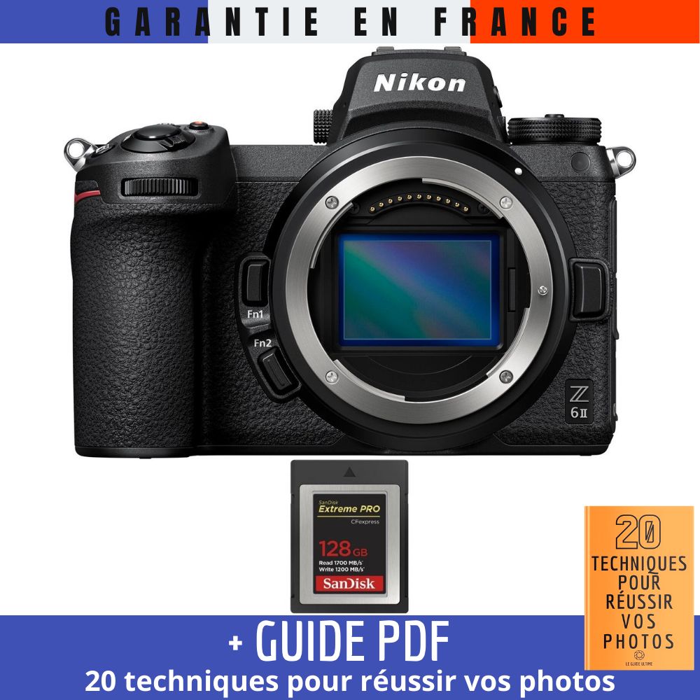 Nikon Z6 II Nu + 1 SanDisk 128GB Extreme PRO CFexpress Type B Memory Card + '20 TECHNIQUES POUR RÉUSSIR VOS PHOTOS' Guide