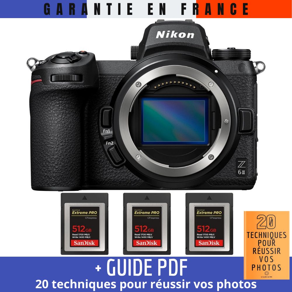 Nikon Z6 II Nu + 3 SanDisk 512GB Extreme PRO CFexpress Type B + Guide PDF '20 TECHNIQUES POUR RÉUSSIR VOS PHOTOS