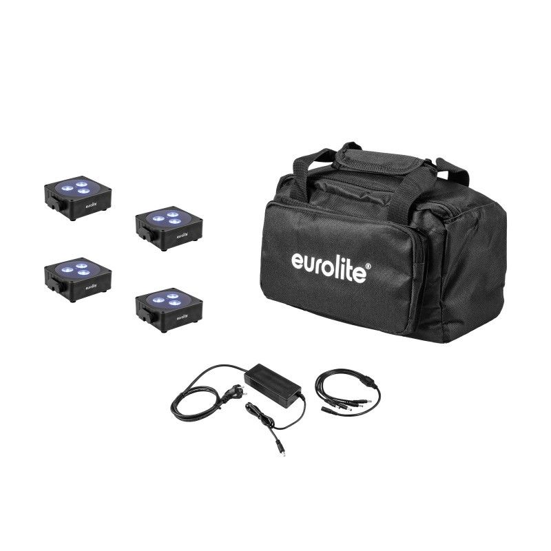 Eurolite 4x Flat Light 3bk + Charger + Soft Bag