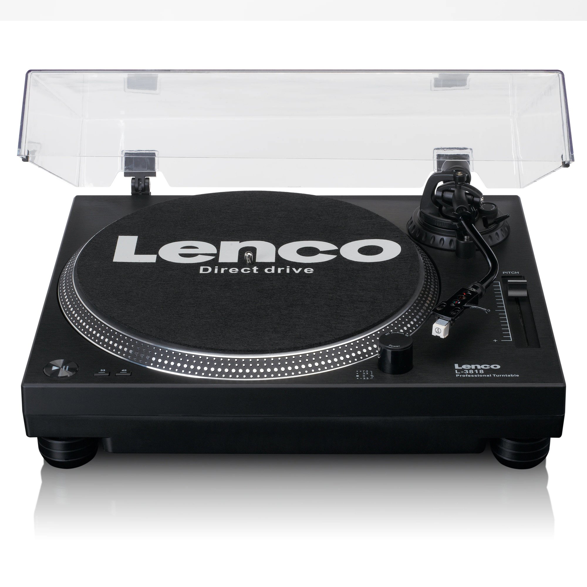 Lenco L-3818BK Direct Drive Vinyl Turntable - Black - Euro / Type-C (CEE 7/16)