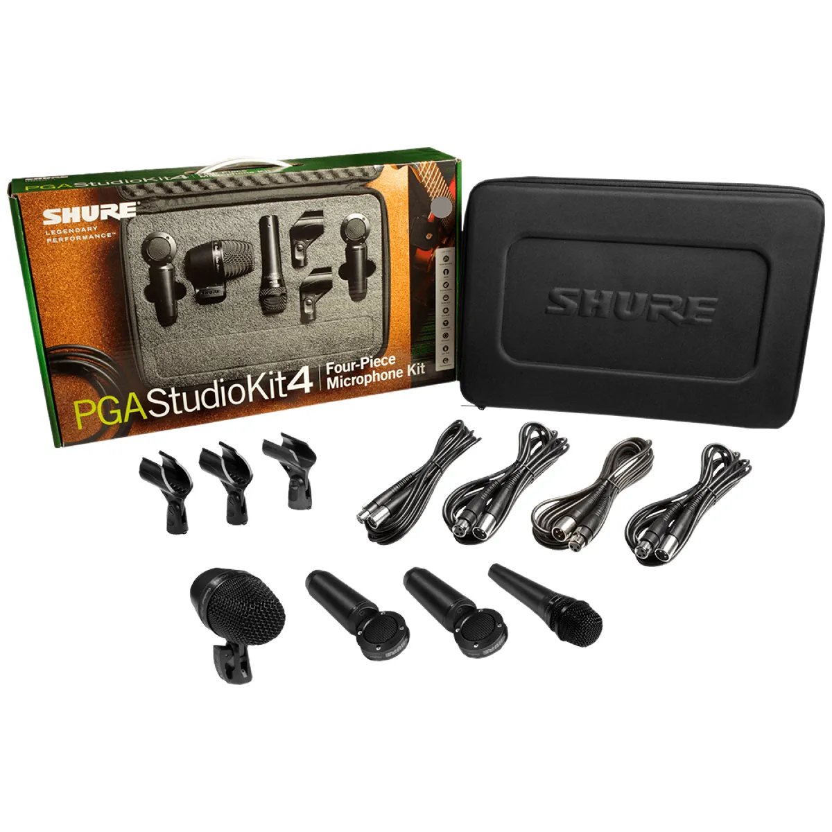 Shure PGA Studiokit 4 - Microphone Kit 4-Piece - Includes Bass Drum, Instrument, and Static Mics - Cardioid Directivity