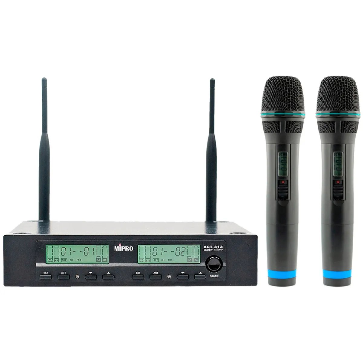 Système sans fil Mipro ACT 312II - Récepteur ACT312II - 2 micros ACT32H - Largeur de bande 24MHz