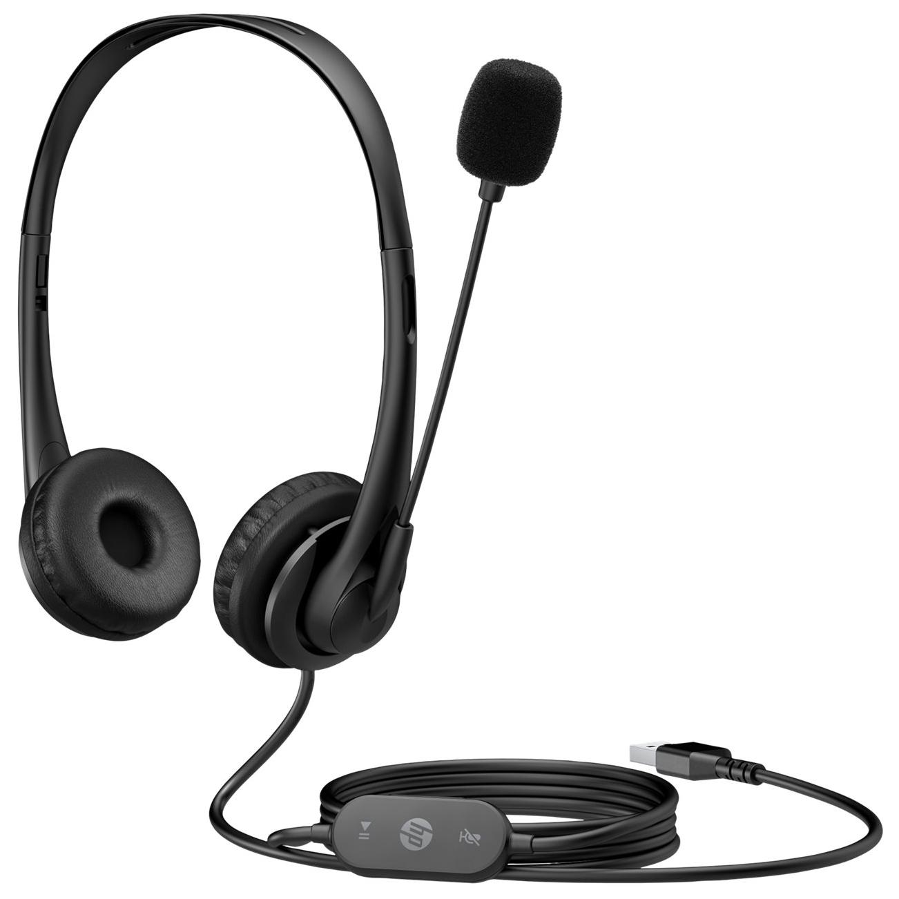 HP G2 Headset - Over-ear Wired USB Headphone - Shadow Black - For HP Laptops and Monitors
