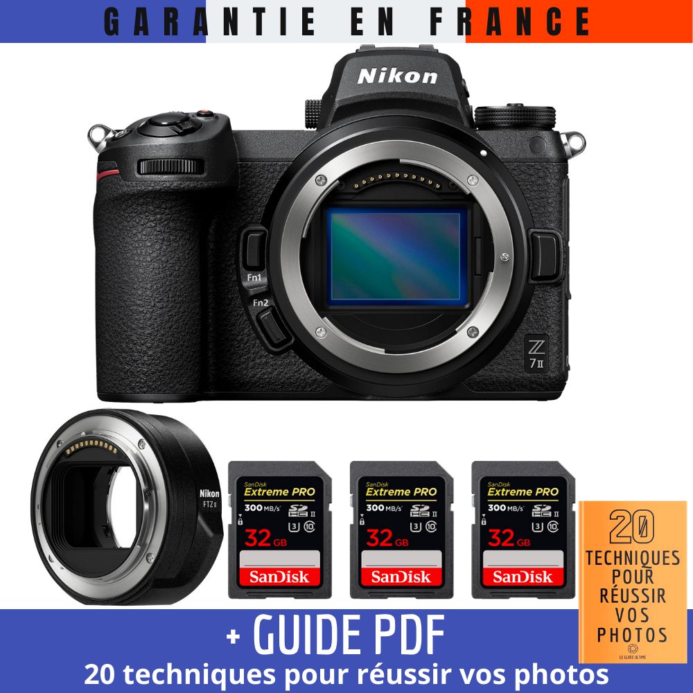 Nikon Z7 II + Adaptador FTZ II + 3 Tarjetas de Memoria SanDisk Extreme PRO UHS-II SDXC de 32GB