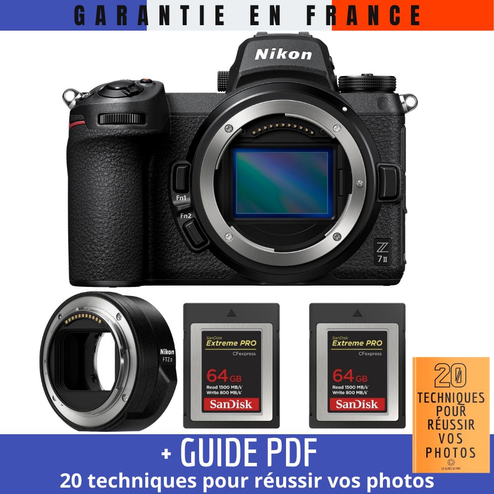 Nikon Z7 II + Adaptador FTZ II + 2 Tarjetas de Memoria SanDisk Extreme PRO de 64 GB Tipo B