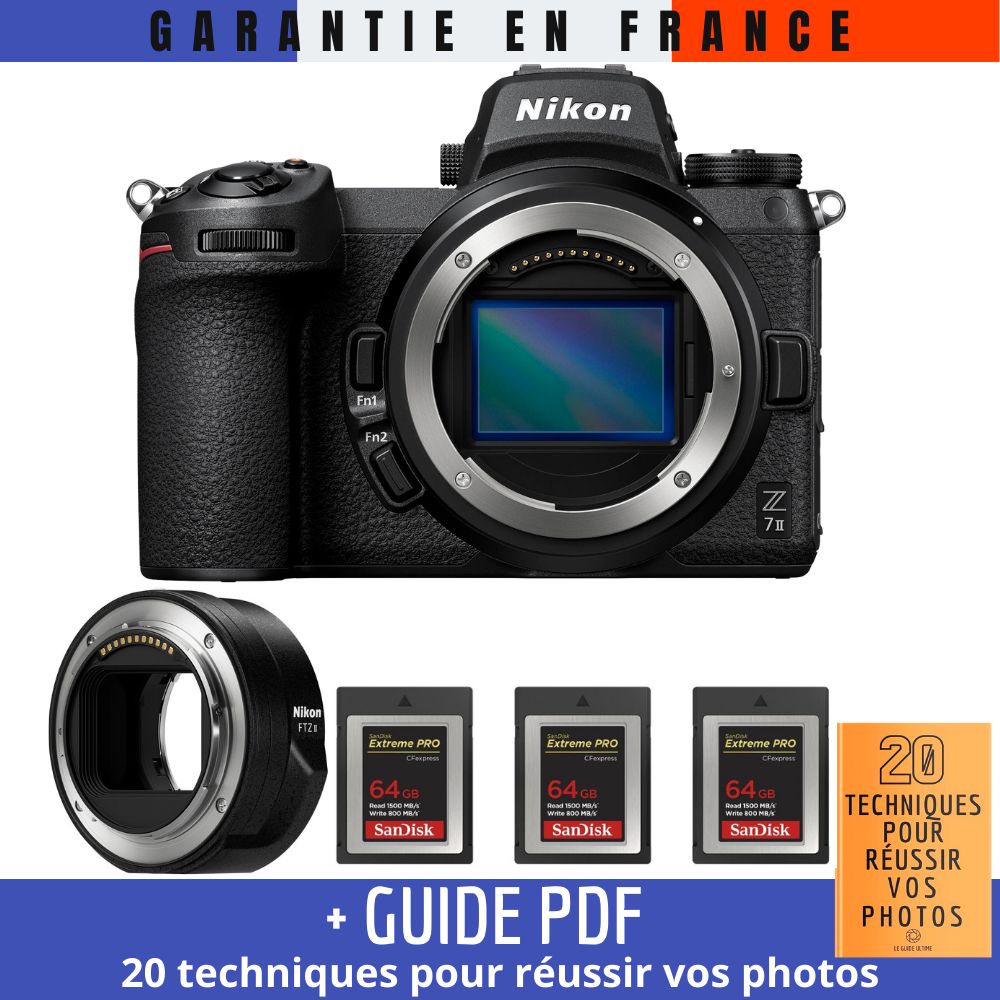 Kit Nikon Z7 II Cámara sin espejo con adaptador FTZ II y tarjetas SanDisk 64GB Extreme PRO CFexpress Tipo B
