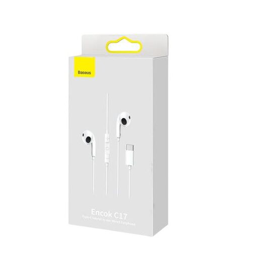 Auriculares inalámbricos con cable Baseus C17 y micrófono - Blanco