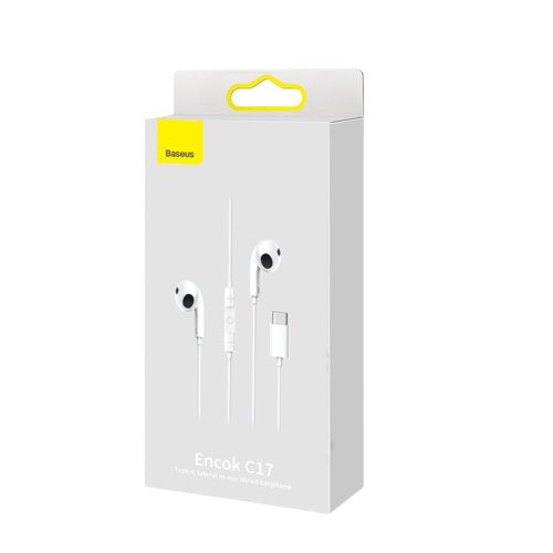 Baseus C17 Type-C Wired In-Ear Earbuds with Microphone - White