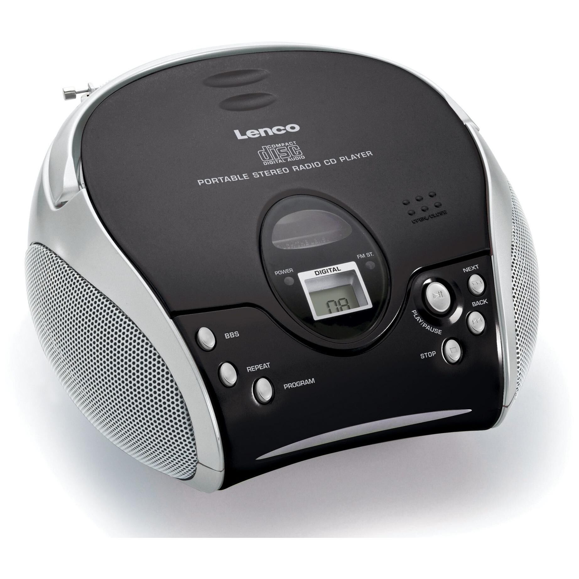 Lenco SCD-24 Digital FM Radio, Black Silver MP3 Player