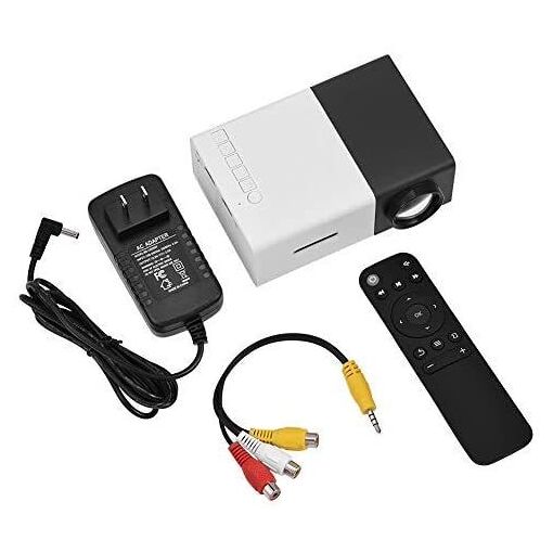 Mini Home Cinema Projector with HD 1080P HDMI/TF - Black White