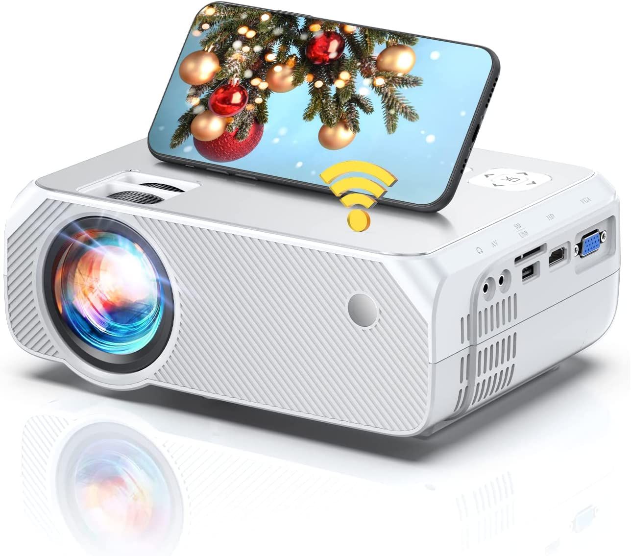 Proyector mini Vendos85 HD 720p con WiFi - Blanco