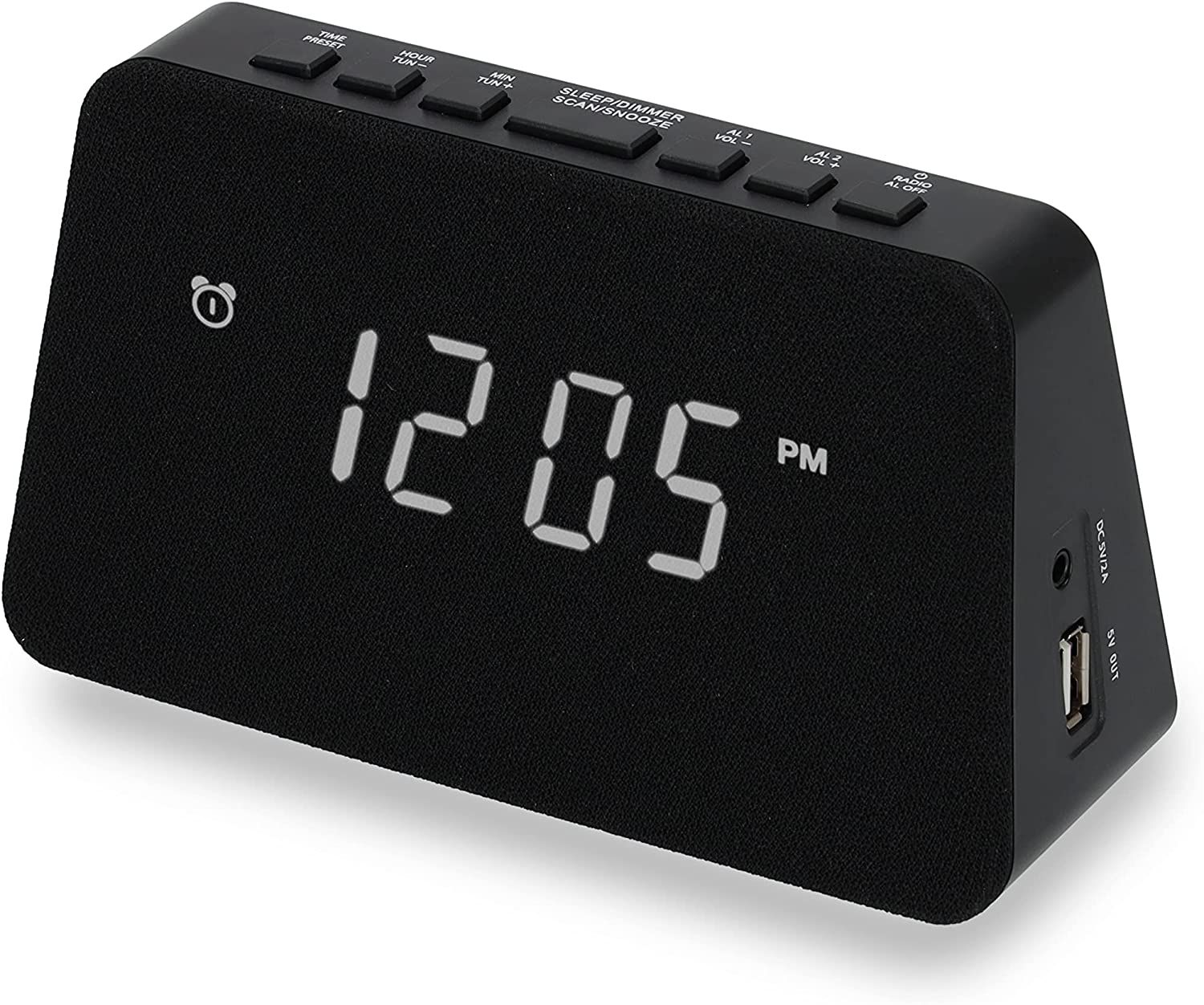 AIC Qi Wireless Charger FM Radio Alarm Clock, Black