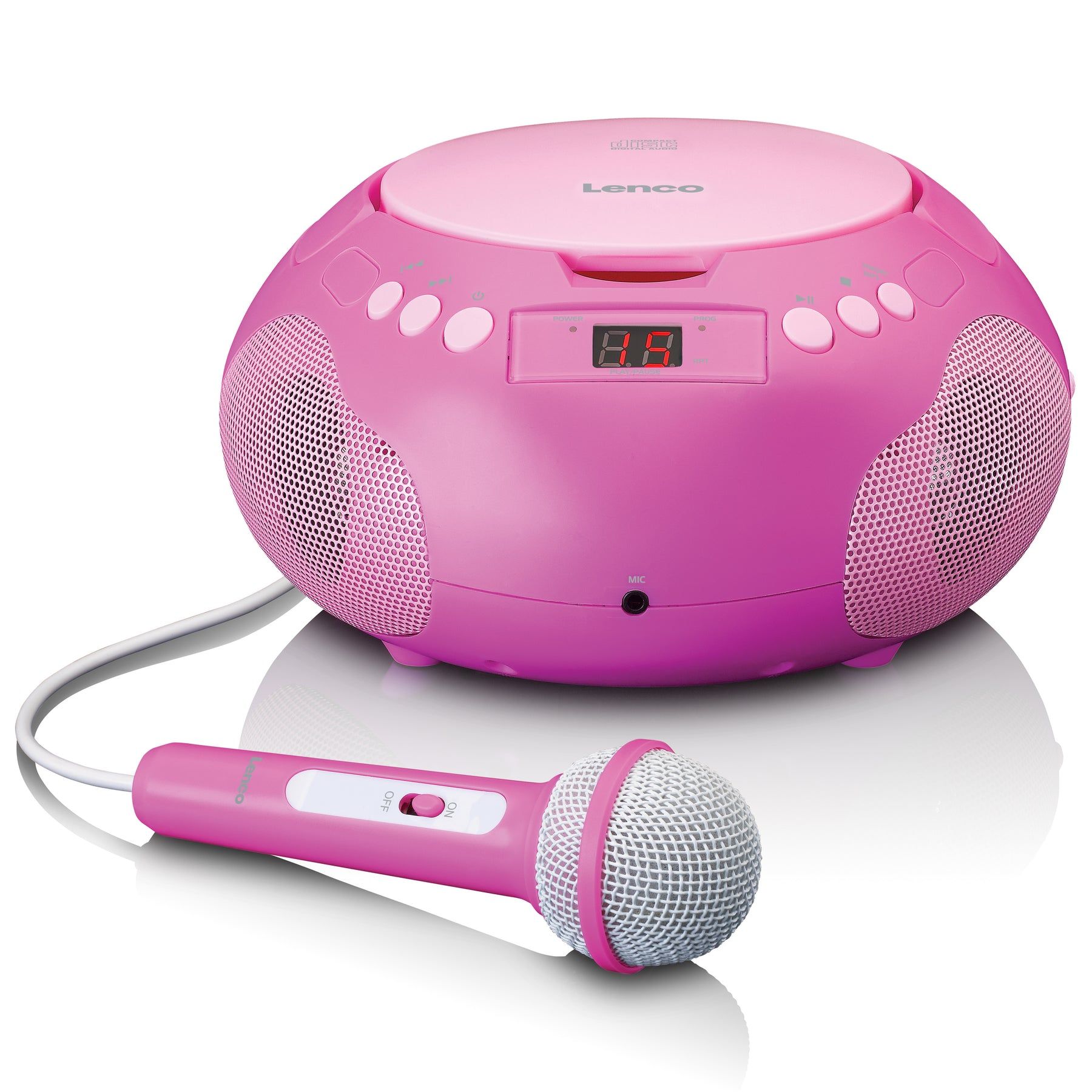 Lenco Mini Hi-Fi Radio/CD Player with Microphone - Pink