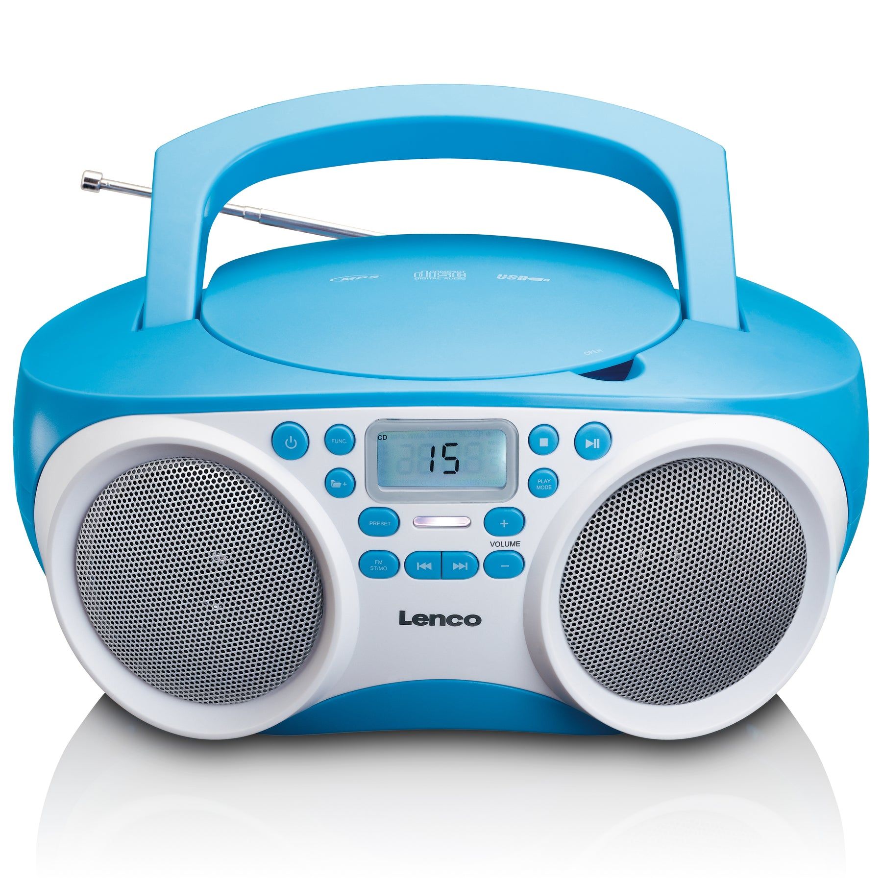 Lenco SCD-200 Mini Hi-Fi Radio CD Player with MP3 and USB Function - Lime White Blue