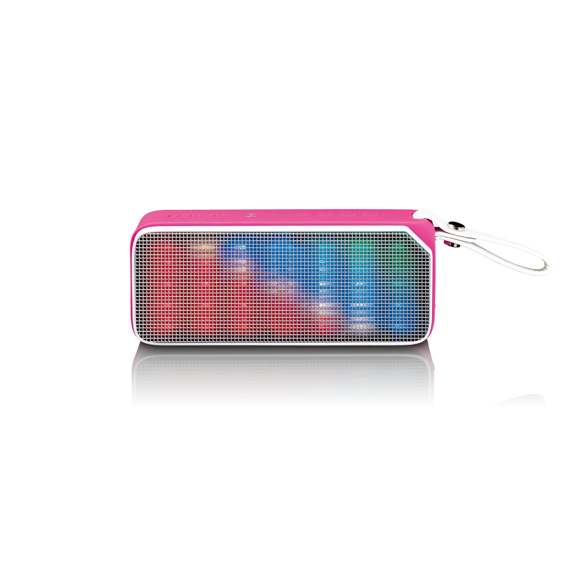 Lenco Waterproof Bluetooth Stereo Speaker with Disco Lights - Pink