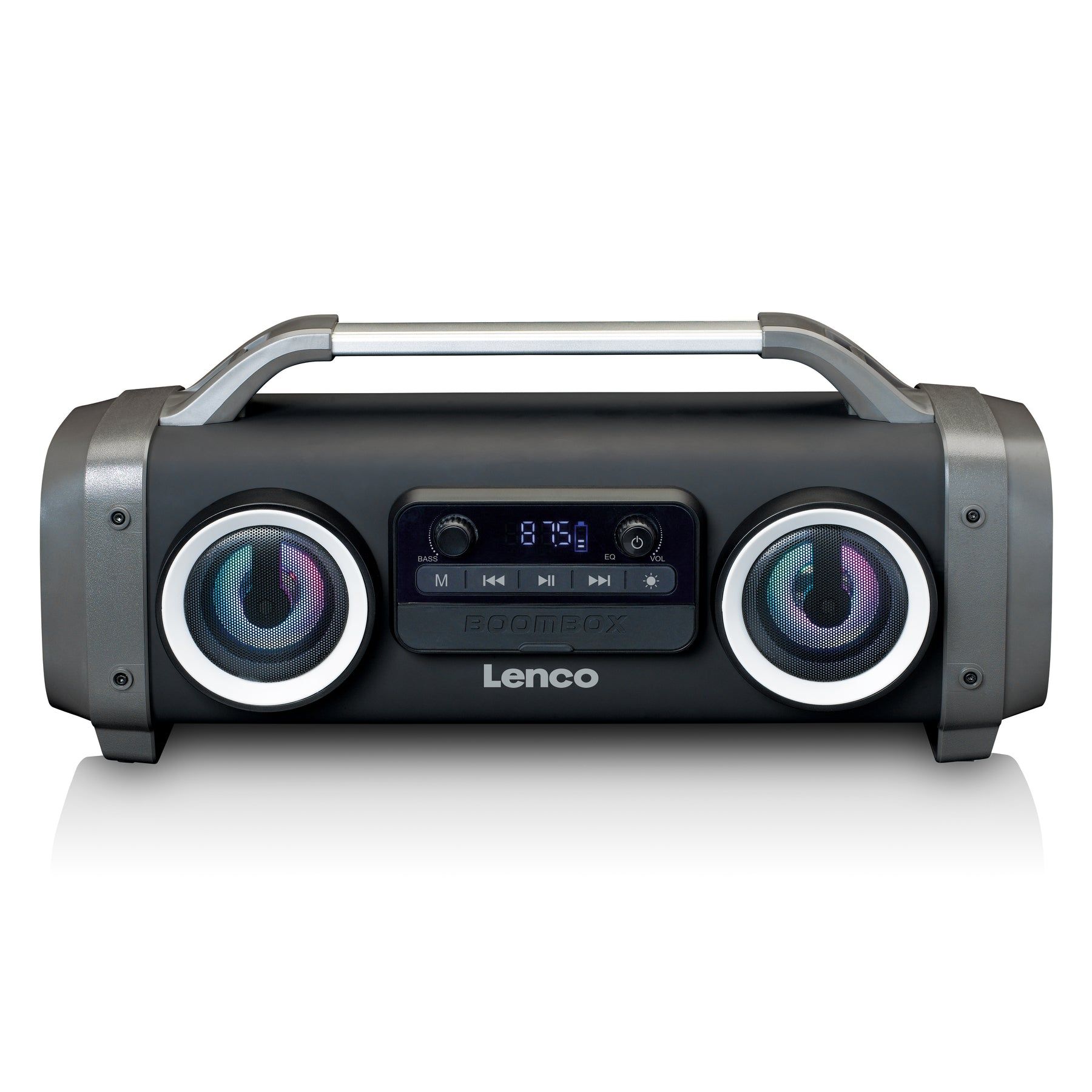 Lenco SPR-100 Bluetooth Waterproof Speaker with Light Effects - Black (14hr Battery, FM Radio, USB & SD Card Support)