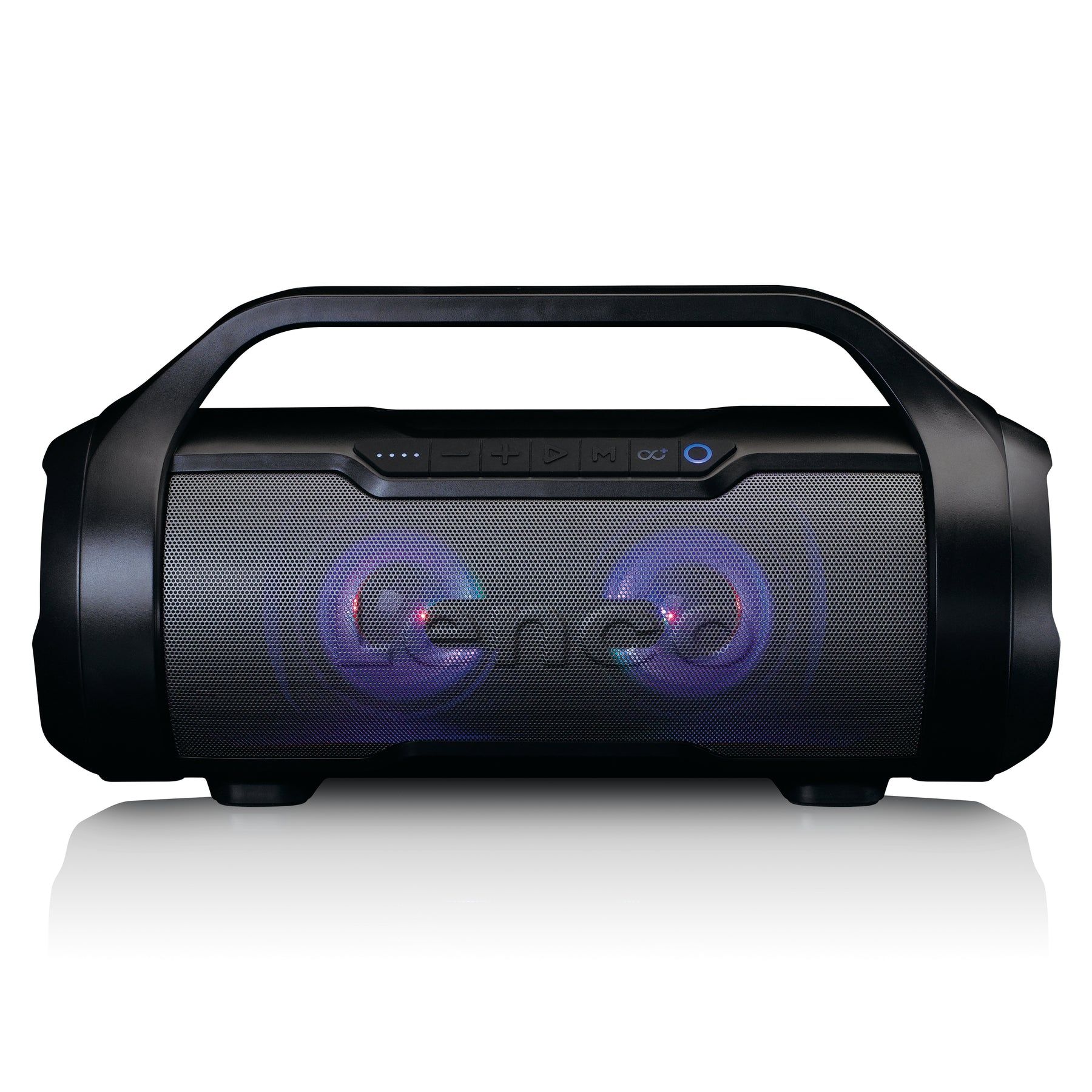 Lenco Bluetooth Waterproof Party Speaker with FM Radio, USB, SD and Party Lights - Black