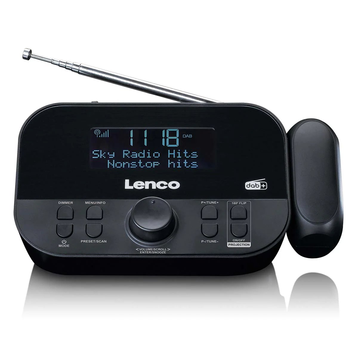 Lenco CR-615BK - DAB+ FM Radio Alarm Clock with Time Projection - Black