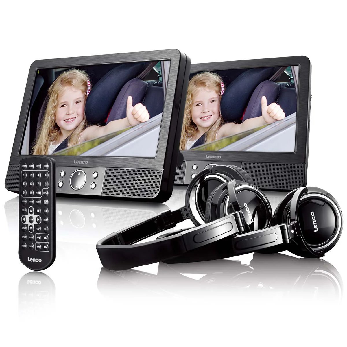 Lenco MES-415 - Portable USB DVD Player Duo - Black - Euro / Type-C (CEE 7/16)