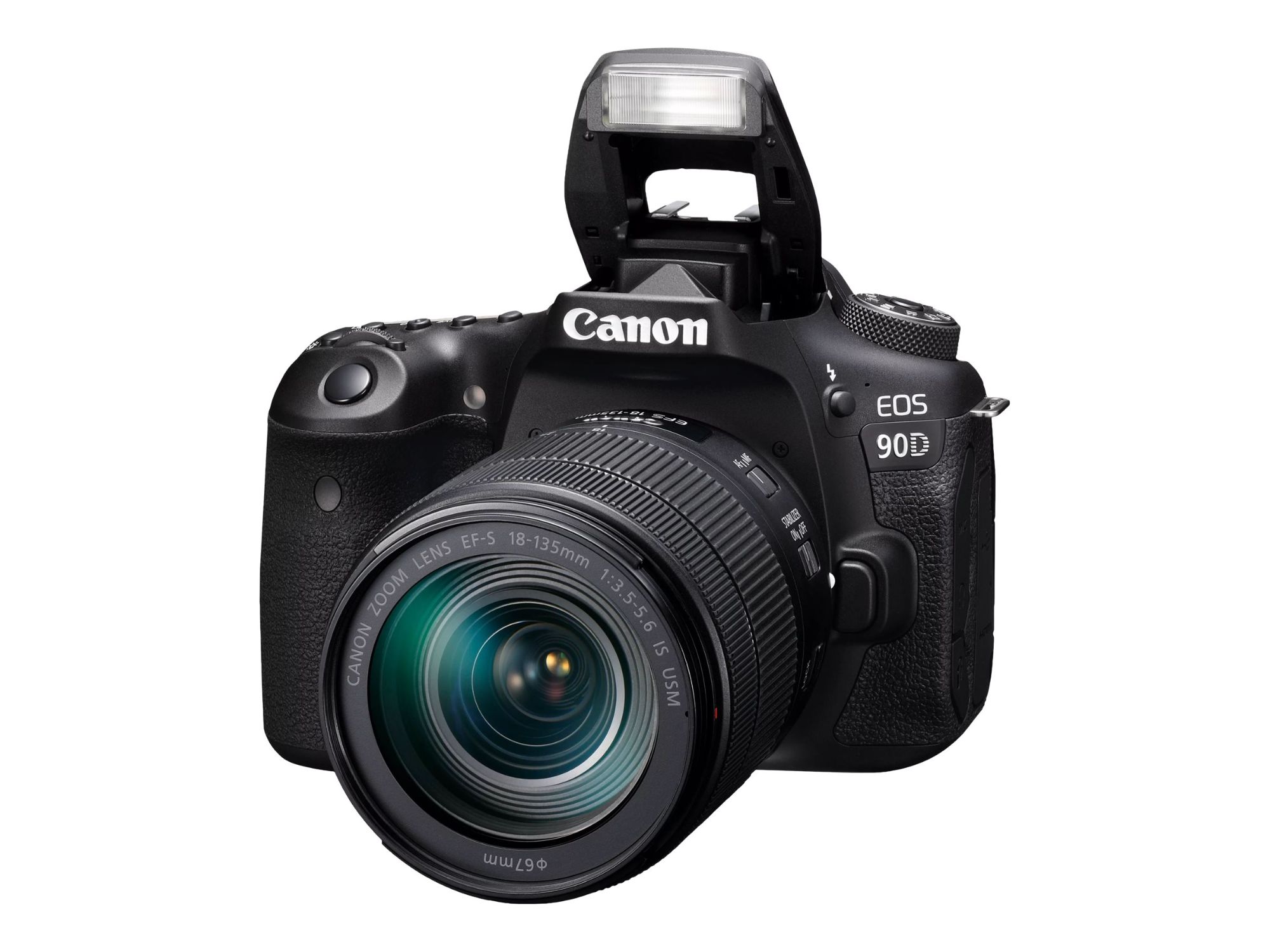 Canon EOS 90D Digital Camera - Reflex - 32.5MP - 4K/30fps - 7.5x Optical Zoom EF-S 18-135mm IS USM Lens - Wi-Fi, Bluetooth